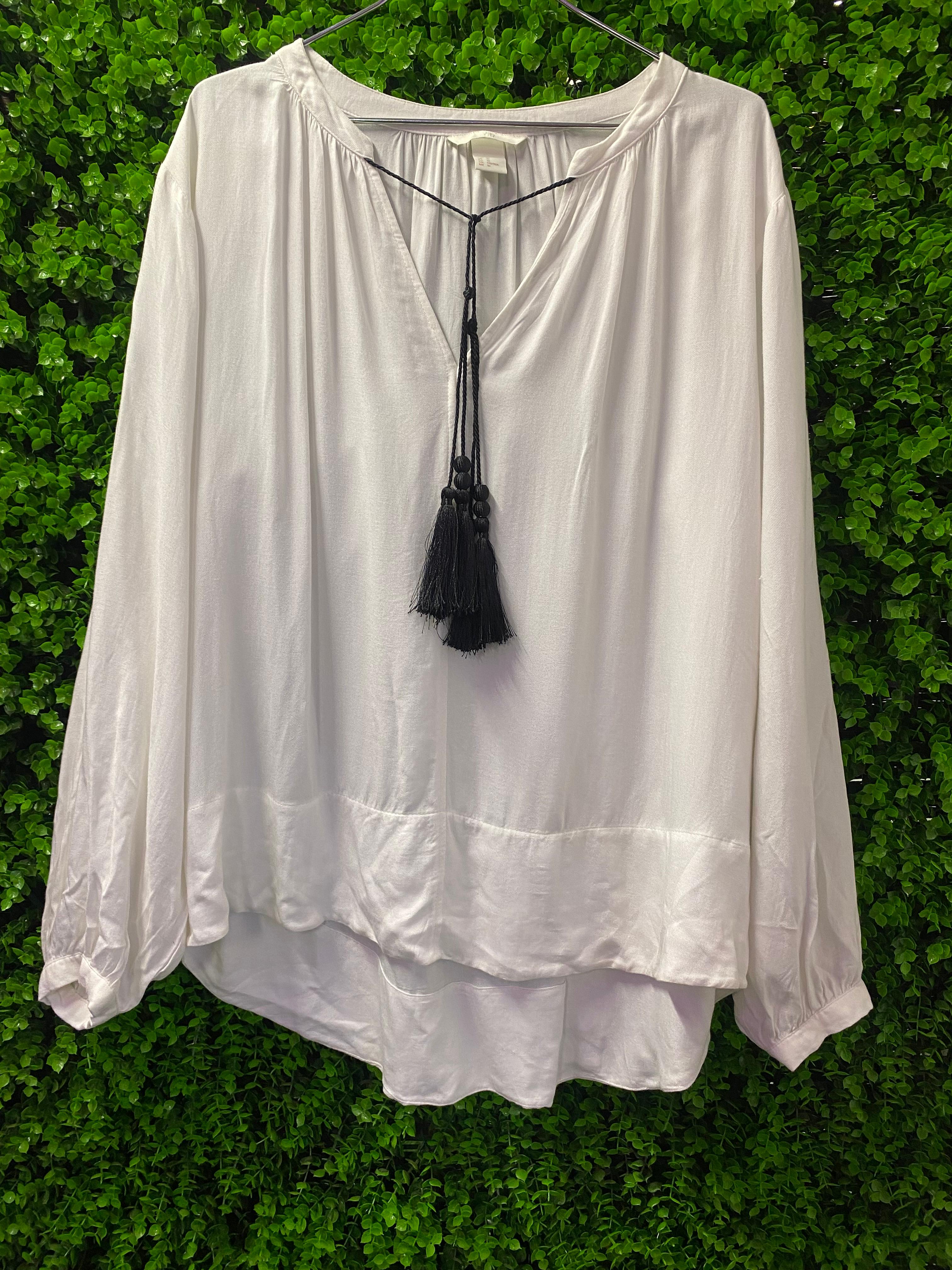 Ivory Tassel Tie Blouse