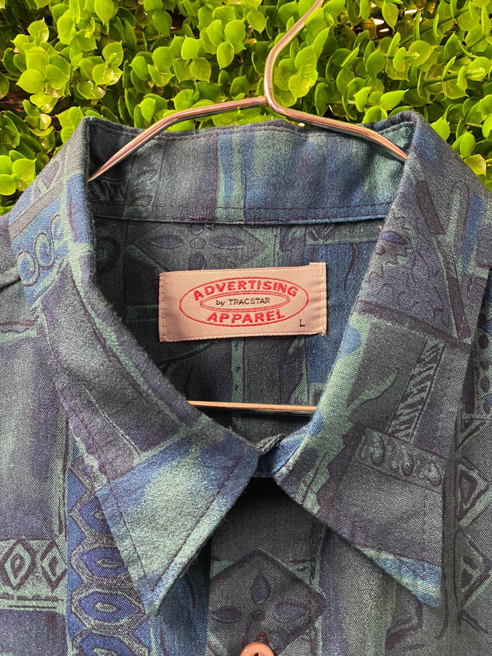 Vintage Geo Print Button-Up Shirt