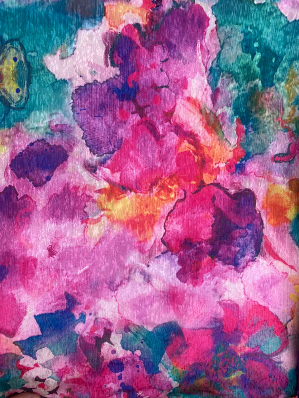 Colourful Watercolour Floral Ruffle Blouse