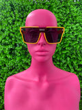 Amber Angular Shield Sunglasses