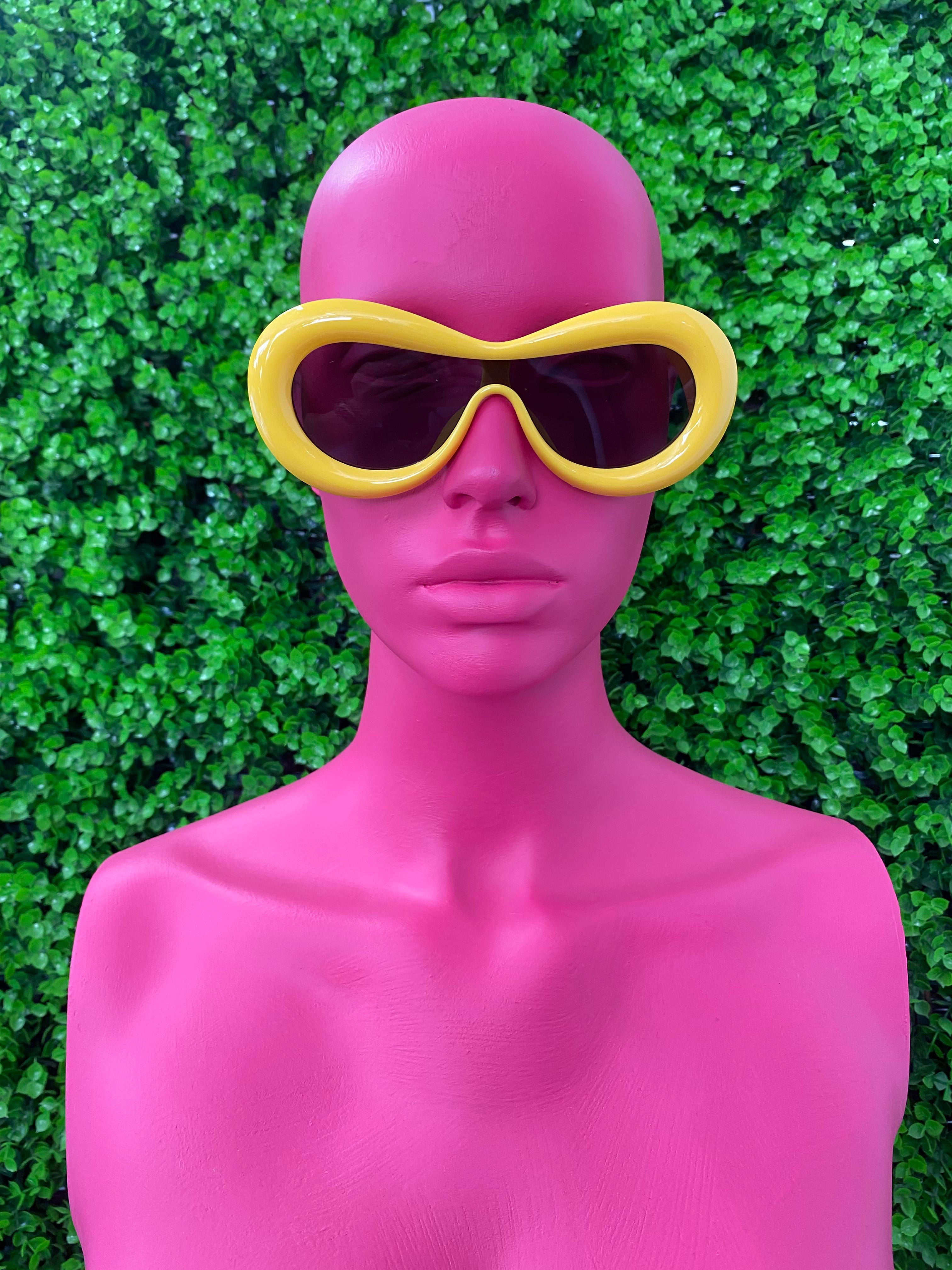 Chartreuse Oval Statement Sunglasses
