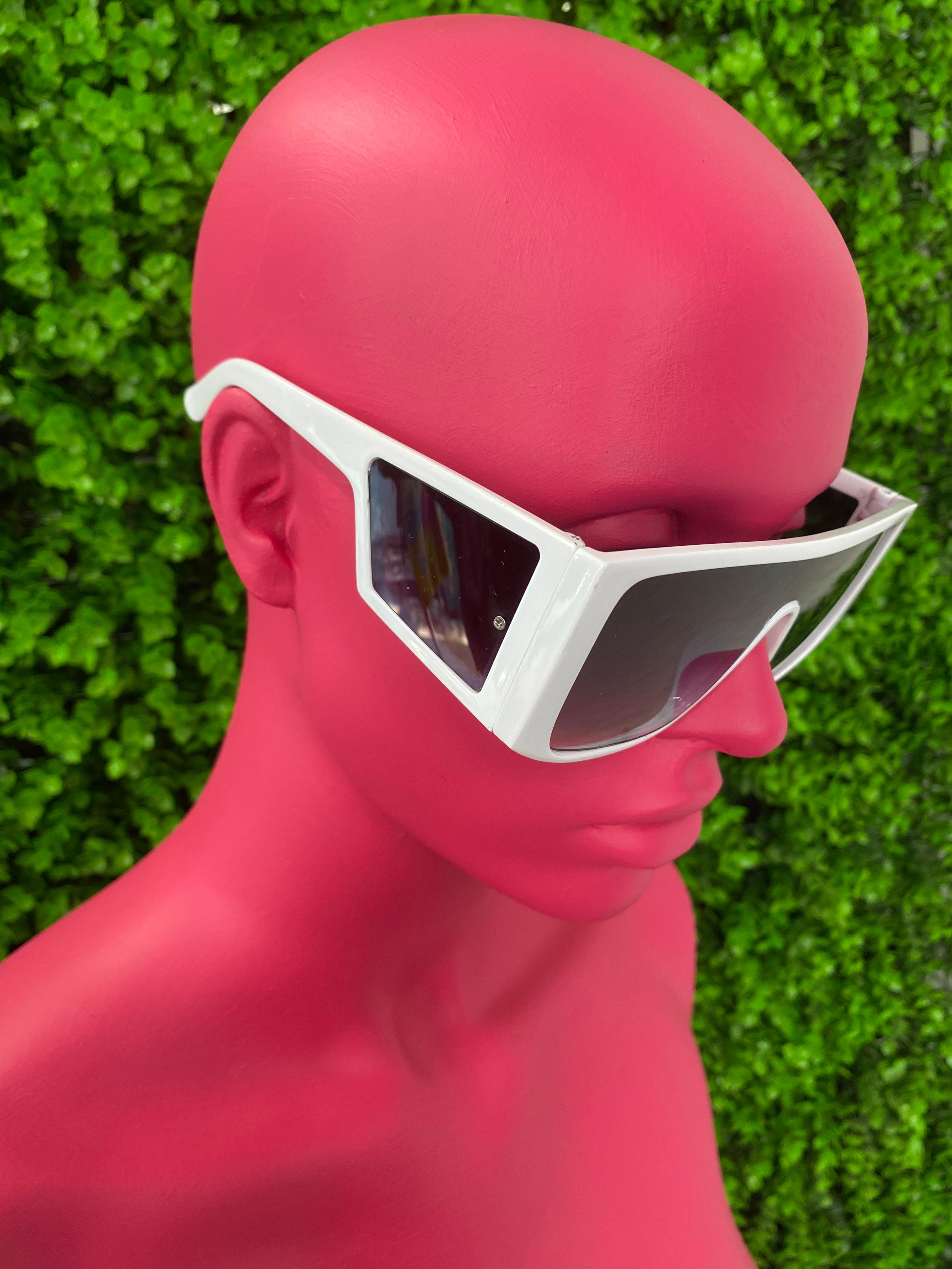 White Futuristic Visor Sunglasses