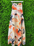 Abstract Brushstroke Maxi Strapless Dress