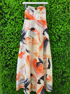 Abstract Brushstroke Maxi Strapless Dress