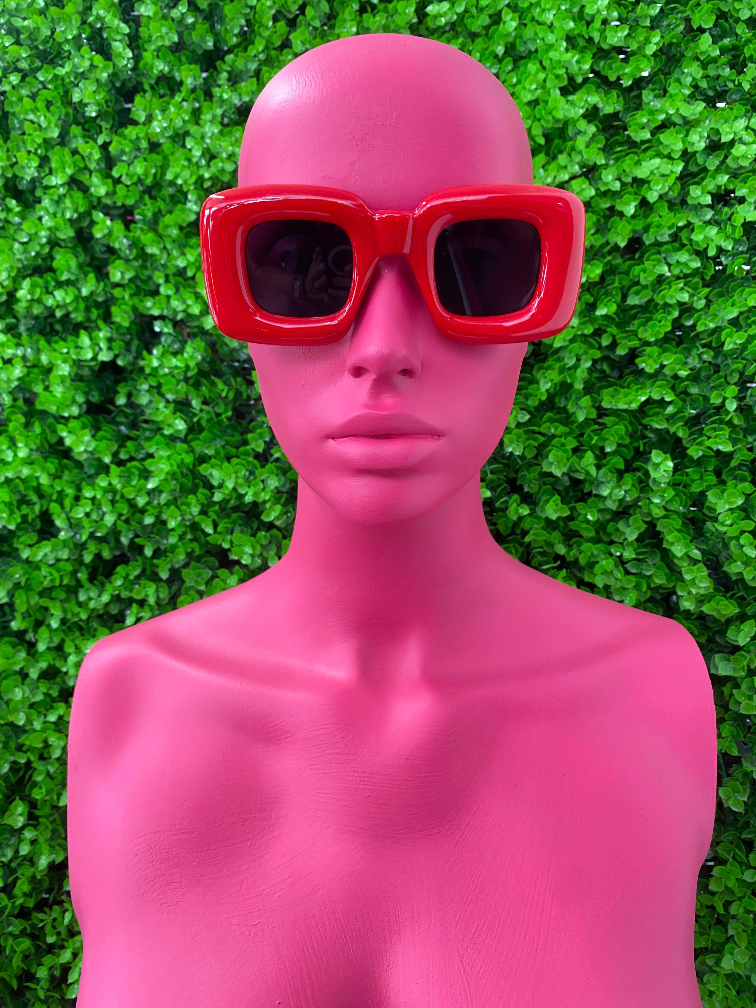 Cherry Red Square Sunglasses