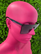 Flat-Top Black Shield Sunglasses