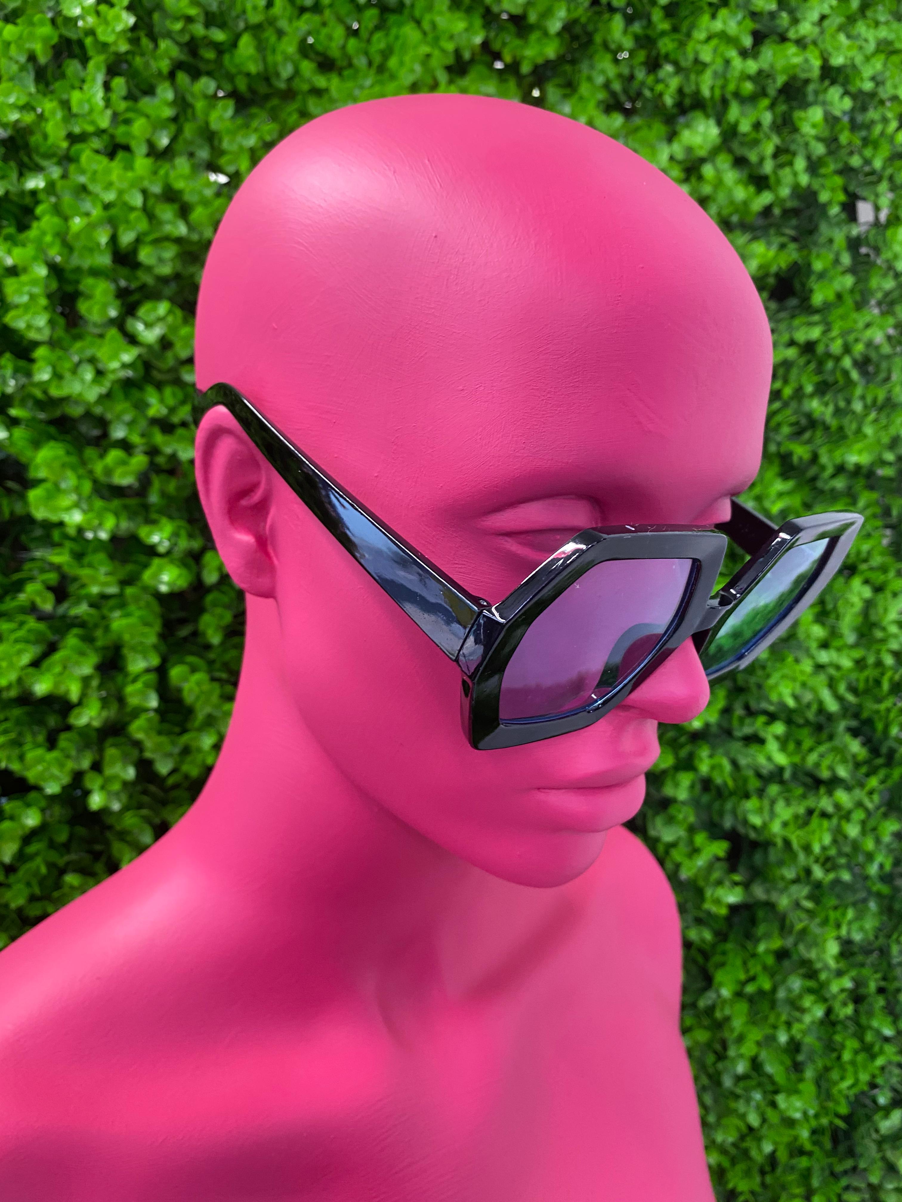 Black Geometric Statement Sunglasses
