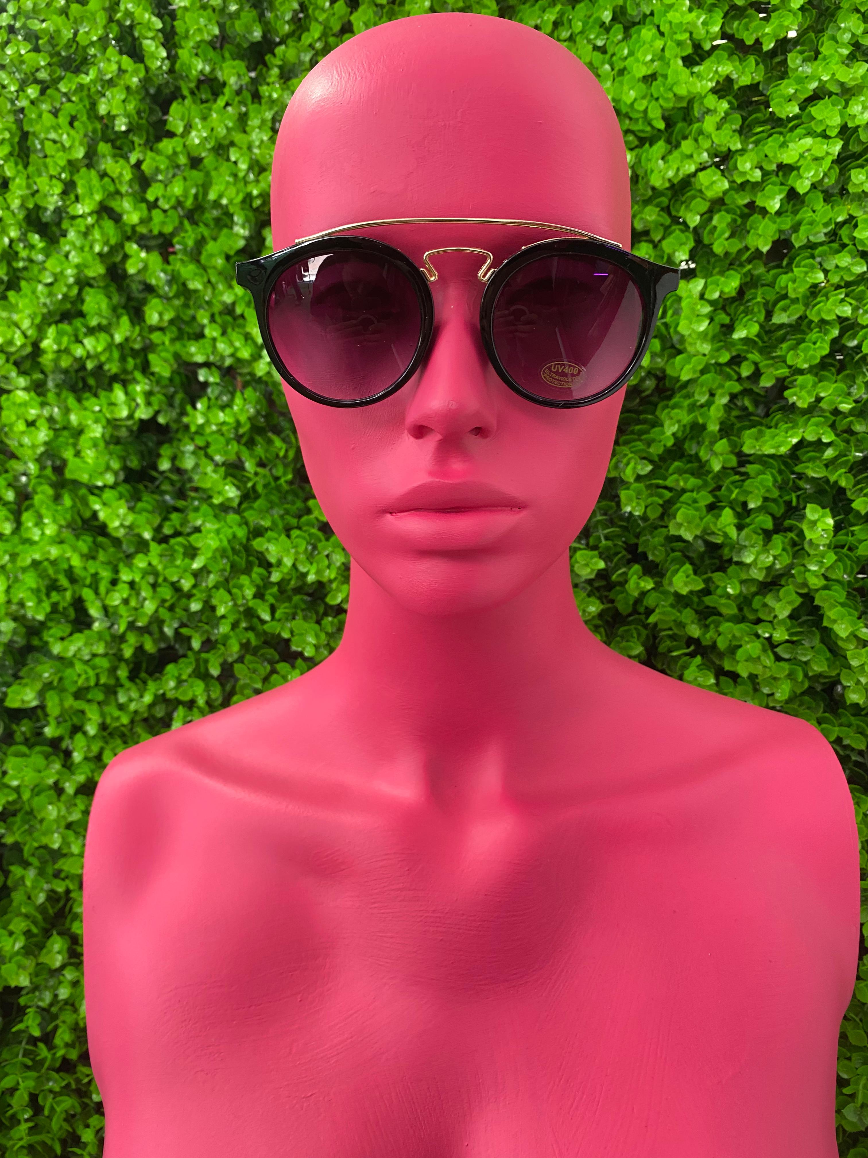 Black Round Statement Sunglasses
