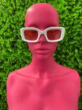 White Geometric Wrap Sunglasses