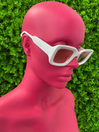 White Geometric Wrap Sunglasses
