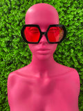 Red Geometric Shield Sunglasses