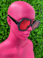 Red Geometric Shield Sunglasses