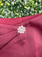 Burgundy Jewel Detail Wrap Mini Skirt