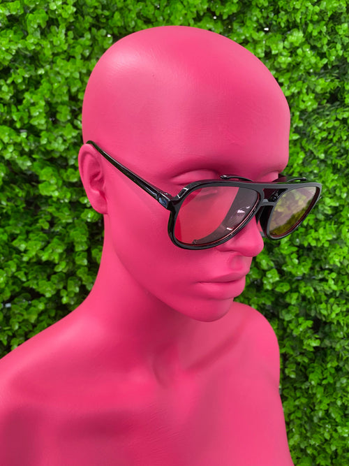 Black Red-Lens Statement Sunglasses