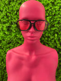 Black Red-Lens Statement Sunglasses