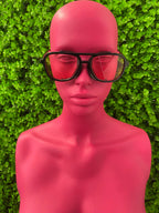 Black Red-Lens Statement Sunglasses