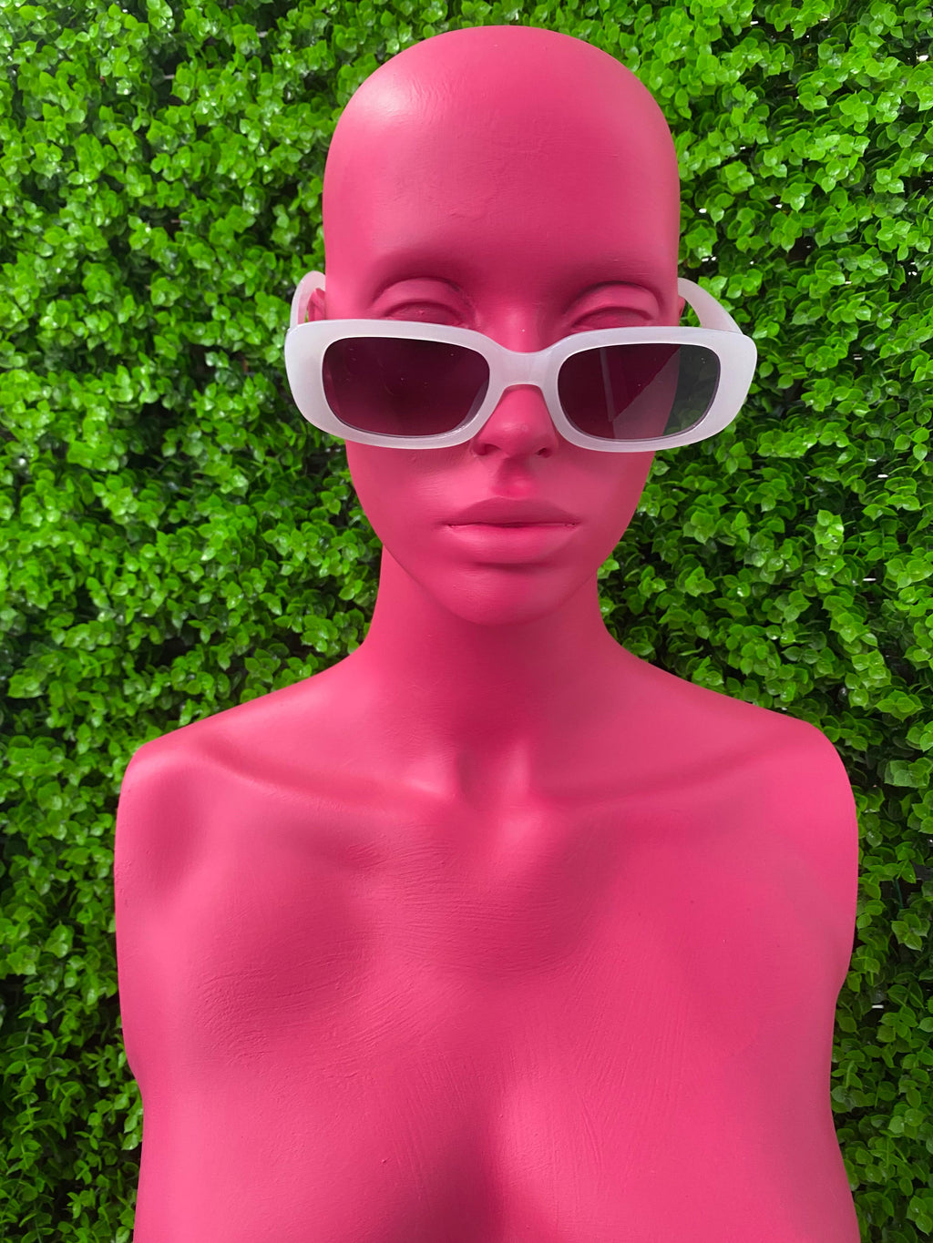 White Slim Rectangle Sunglasses
