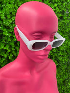 White Slim Rectangle Sunglasses