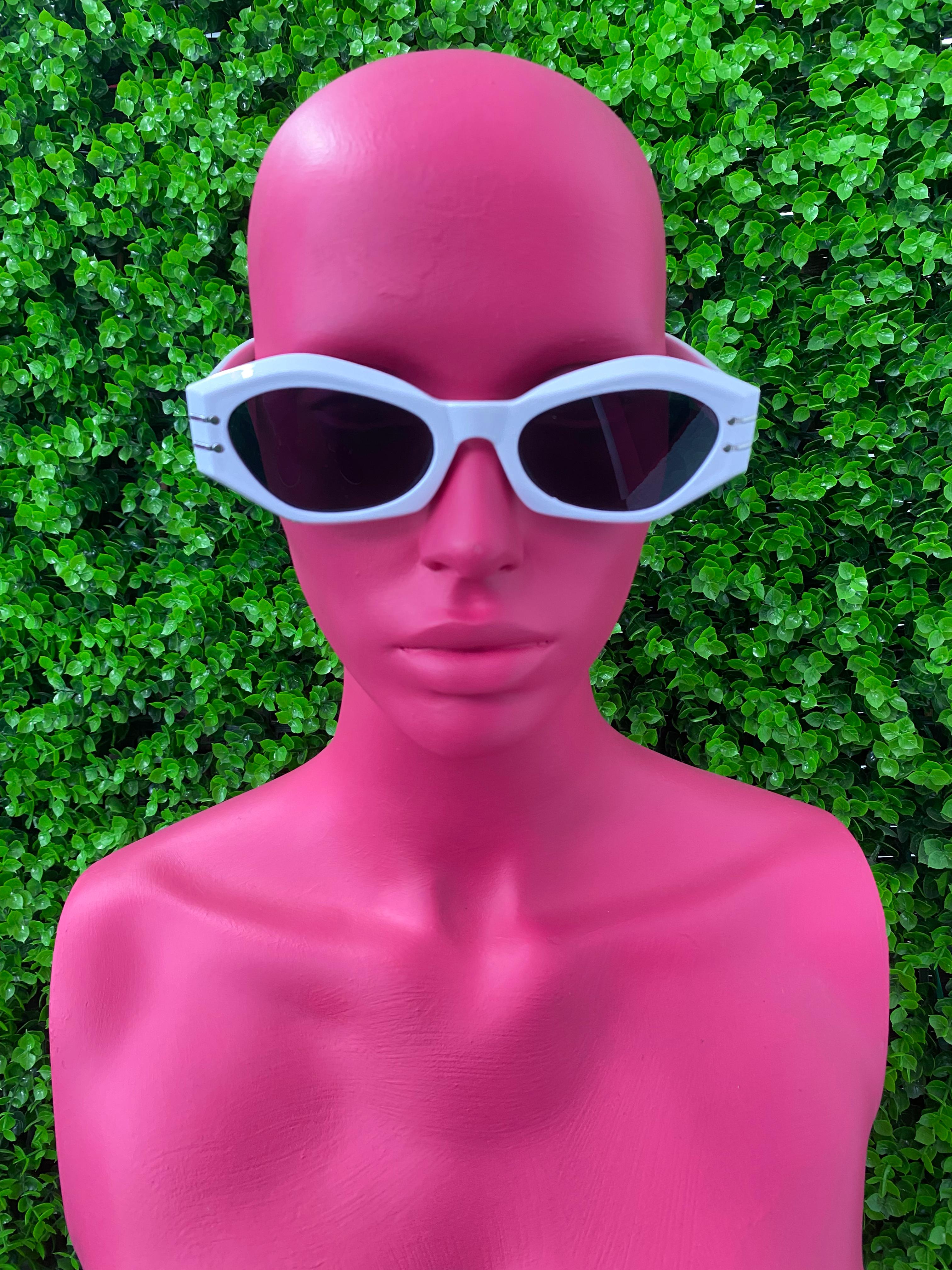 Cream Retro Oval Sunglasses