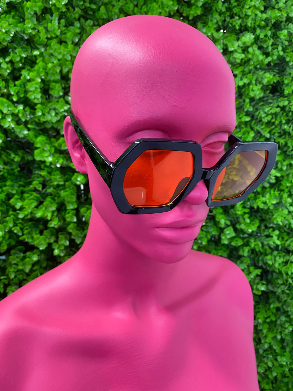 Orange Geometric Aviator Sunglasses