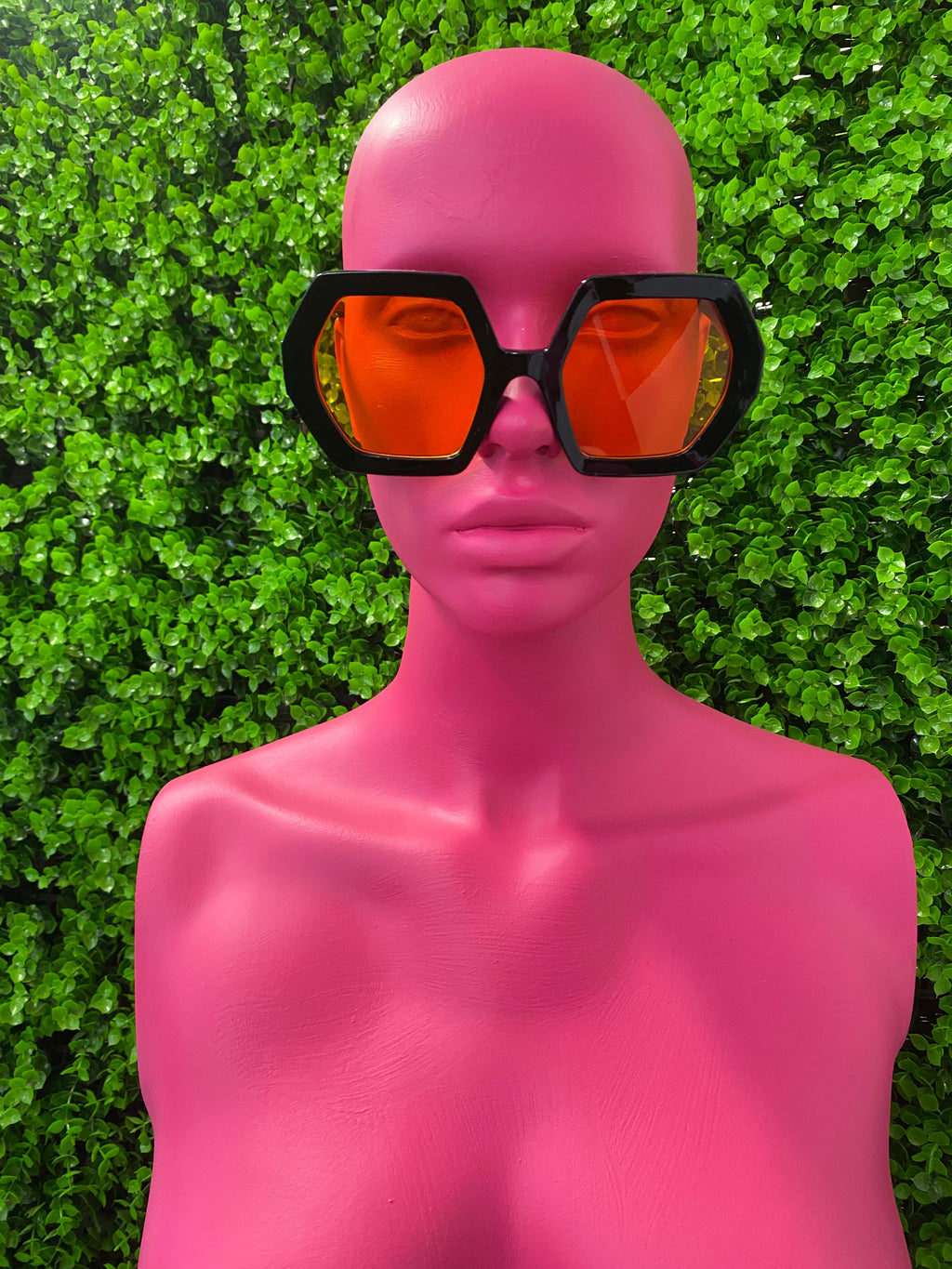 Orange Geometric Aviator Sunglasses