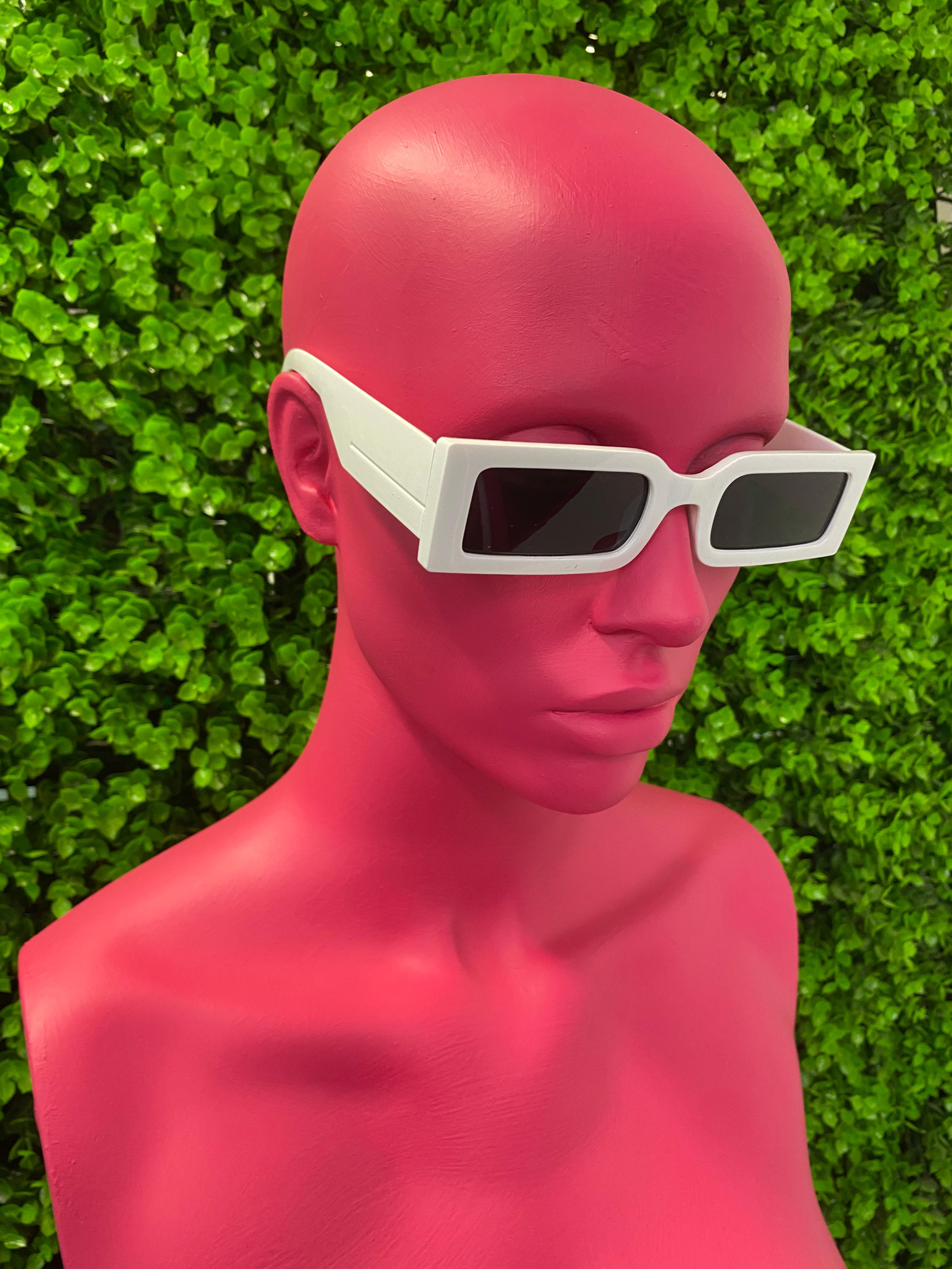 White Rectangle Sunglasses