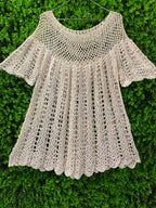Cream Crochet Open-Knit Top