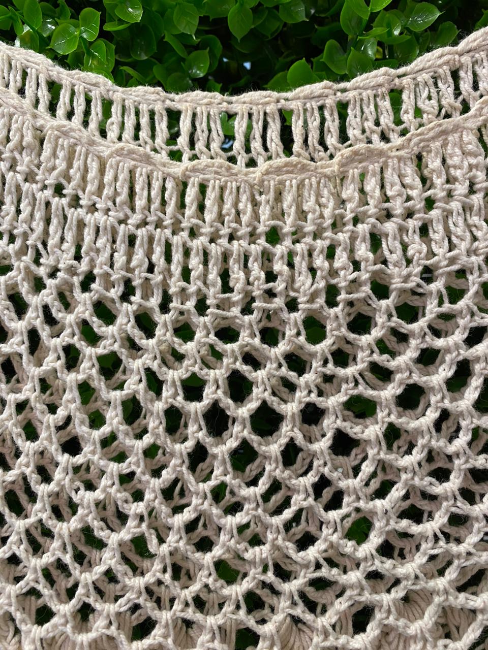 Cream Crochet Open-Knit Top