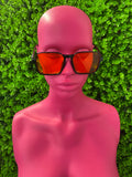 Orange Mirrored Square Sunglasses