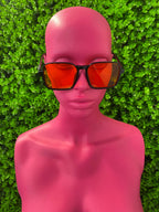 Orange Mirrored Square Sunglasses