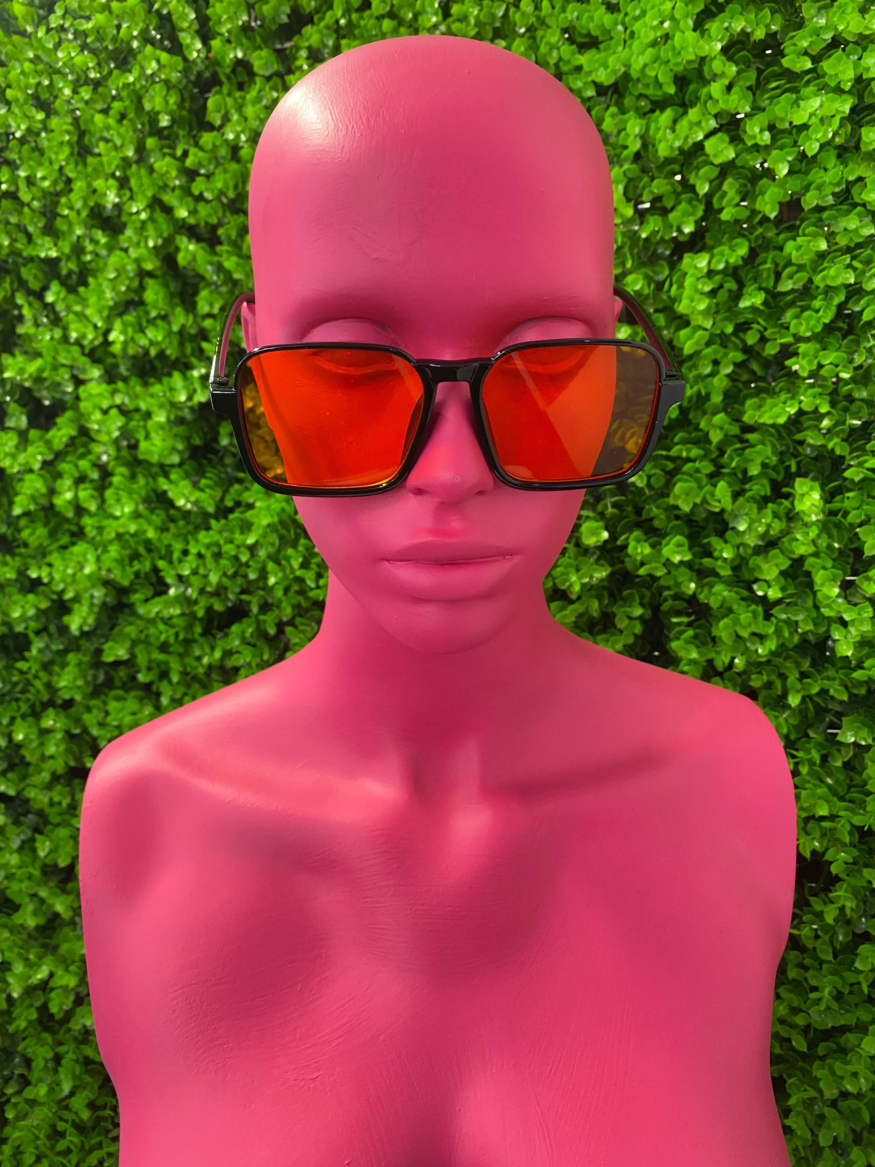 Orange Mirrored Square Sunglasses