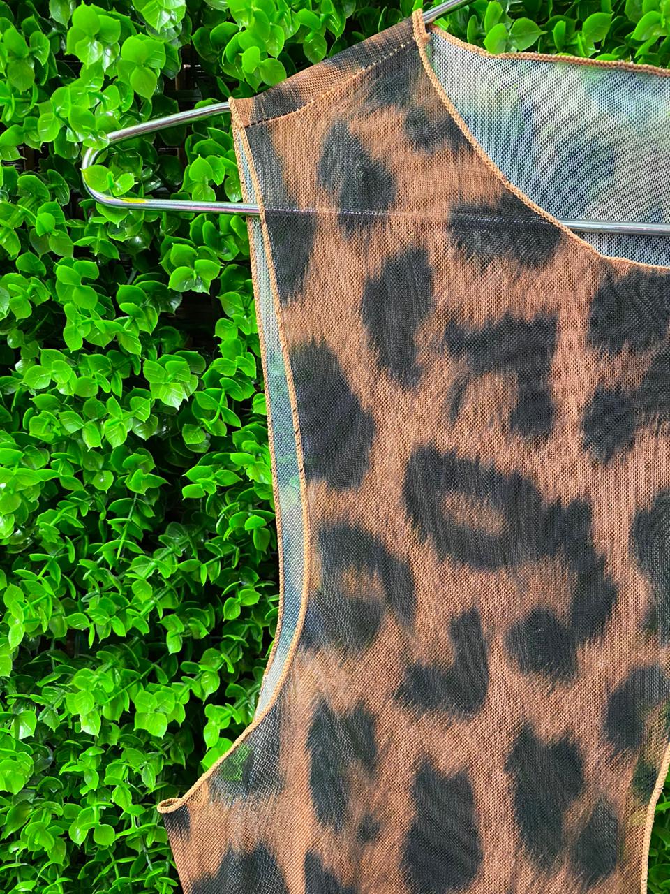 Leopard Print Mesh Dress