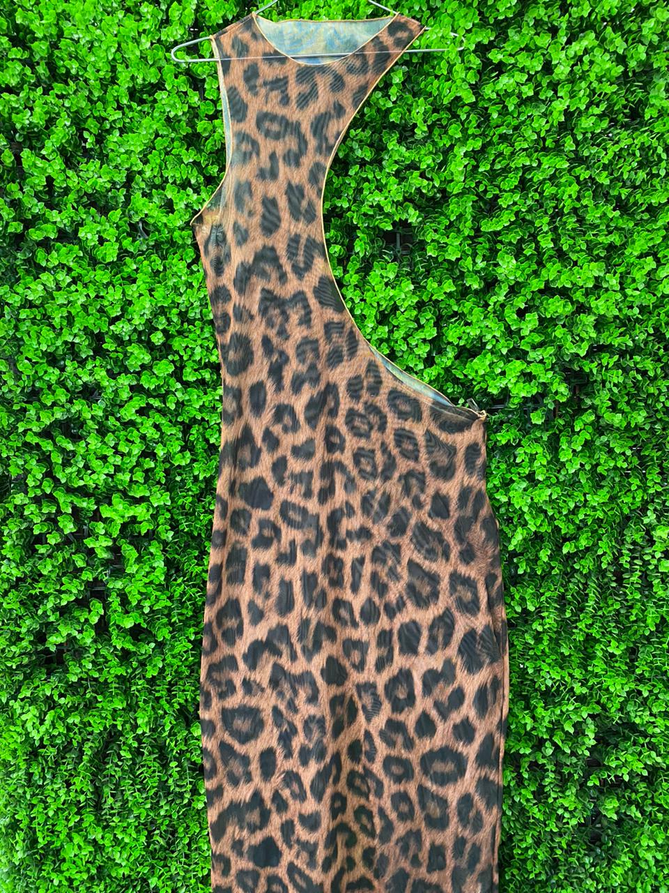 Leopard Print Mesh Dress