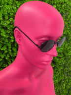 Black Slim Oval Sunglasses