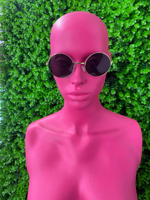 Black Round Metal Sunglasses