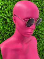 Black Round Metal Sunglasses