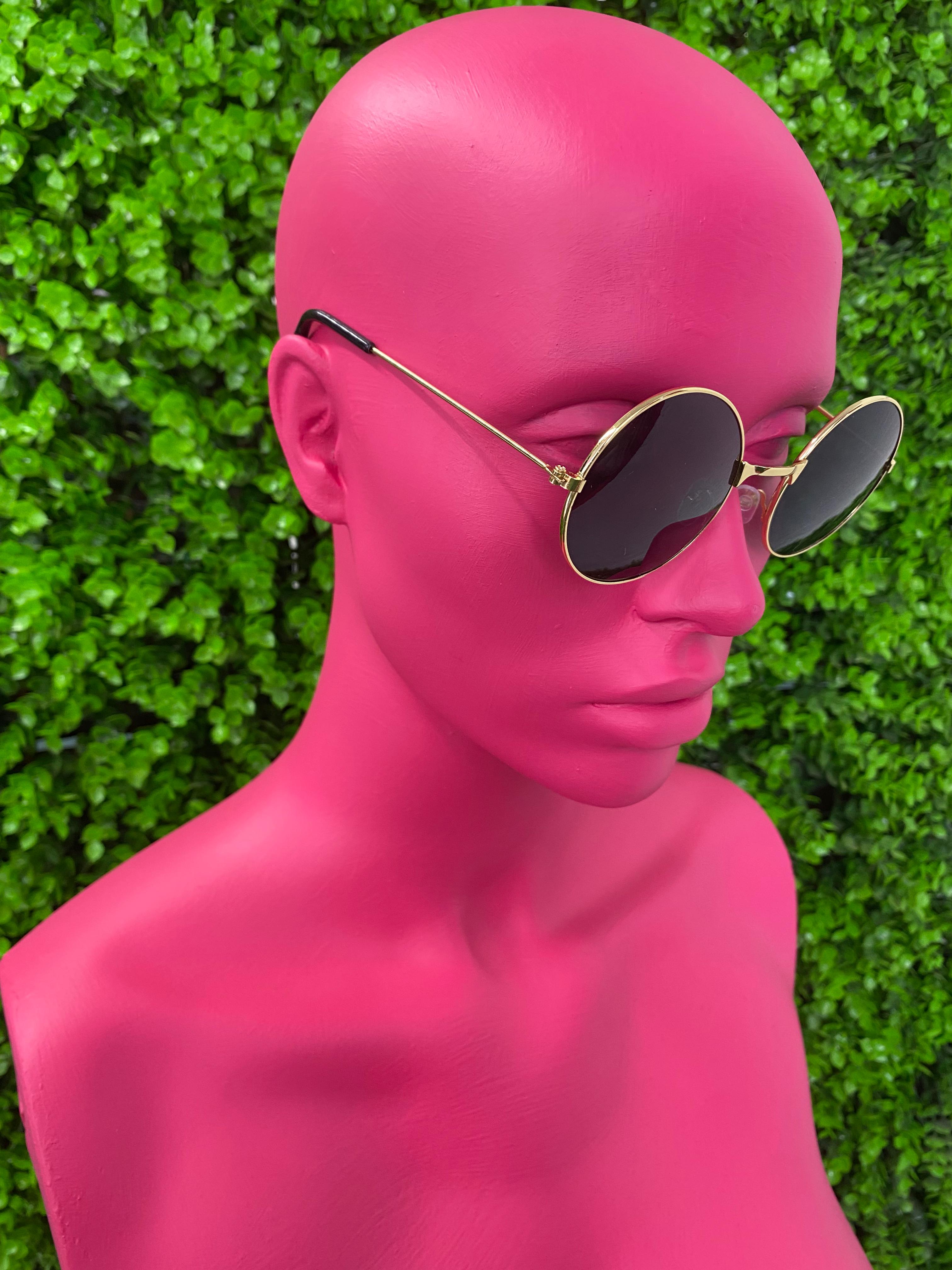Black Round Metal Sunglasses