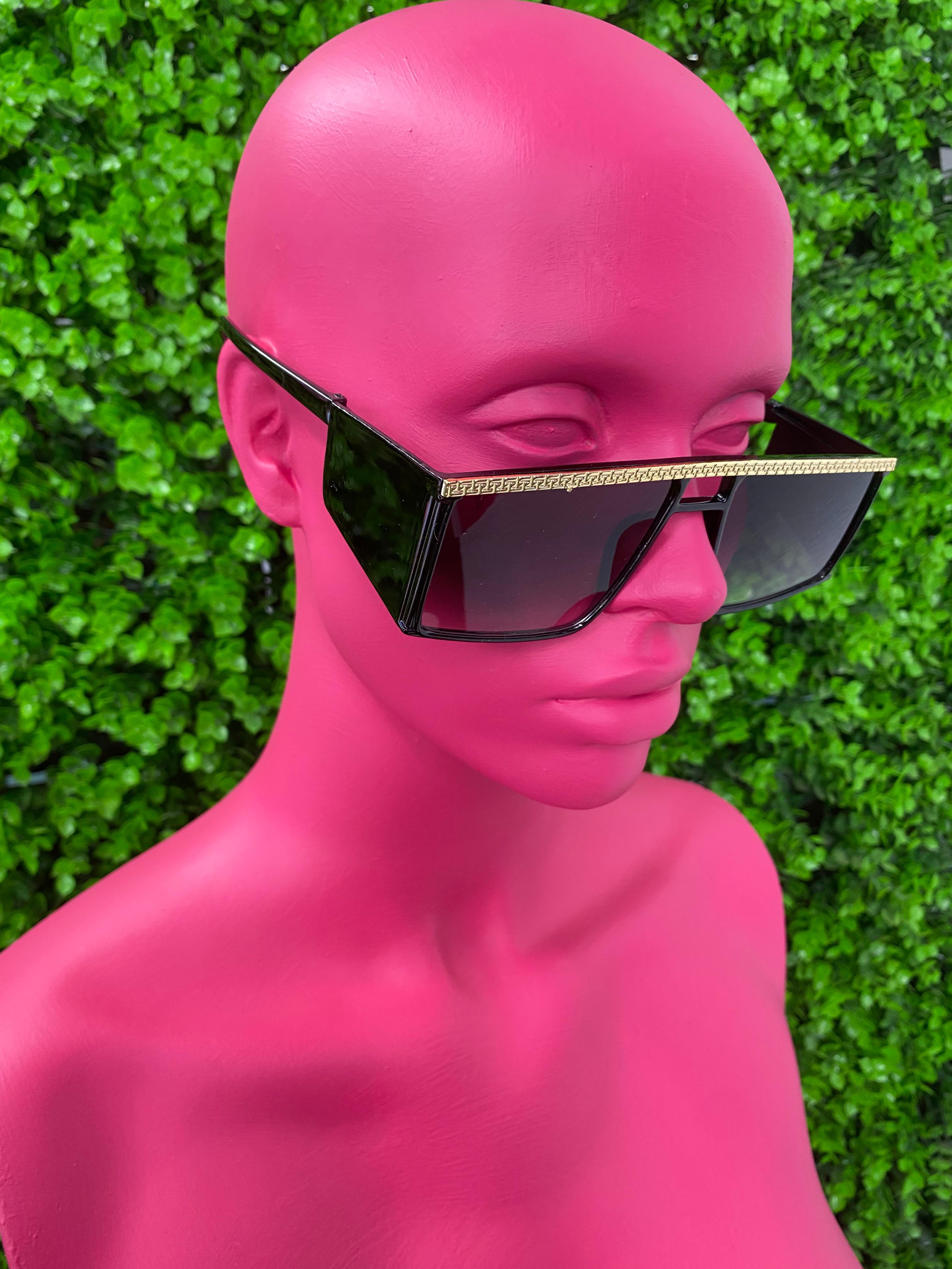 Black Angular Cat-Eye Sunglasses