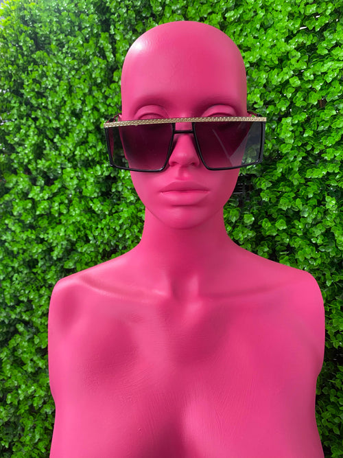 Black Angular Cat-Eye Sunglasses