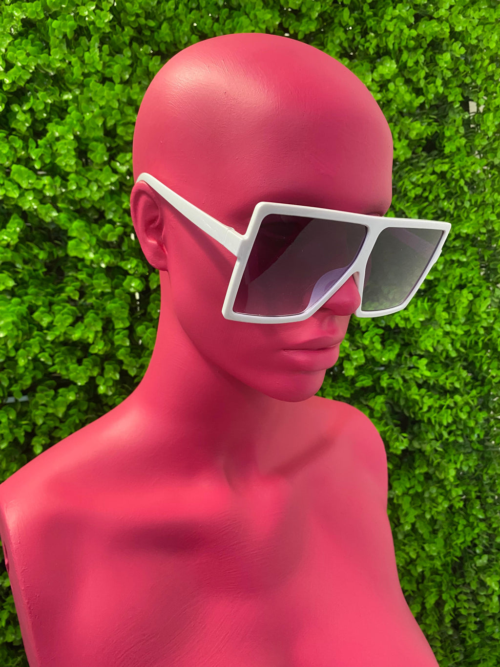 White Oversized Square Sunglasses