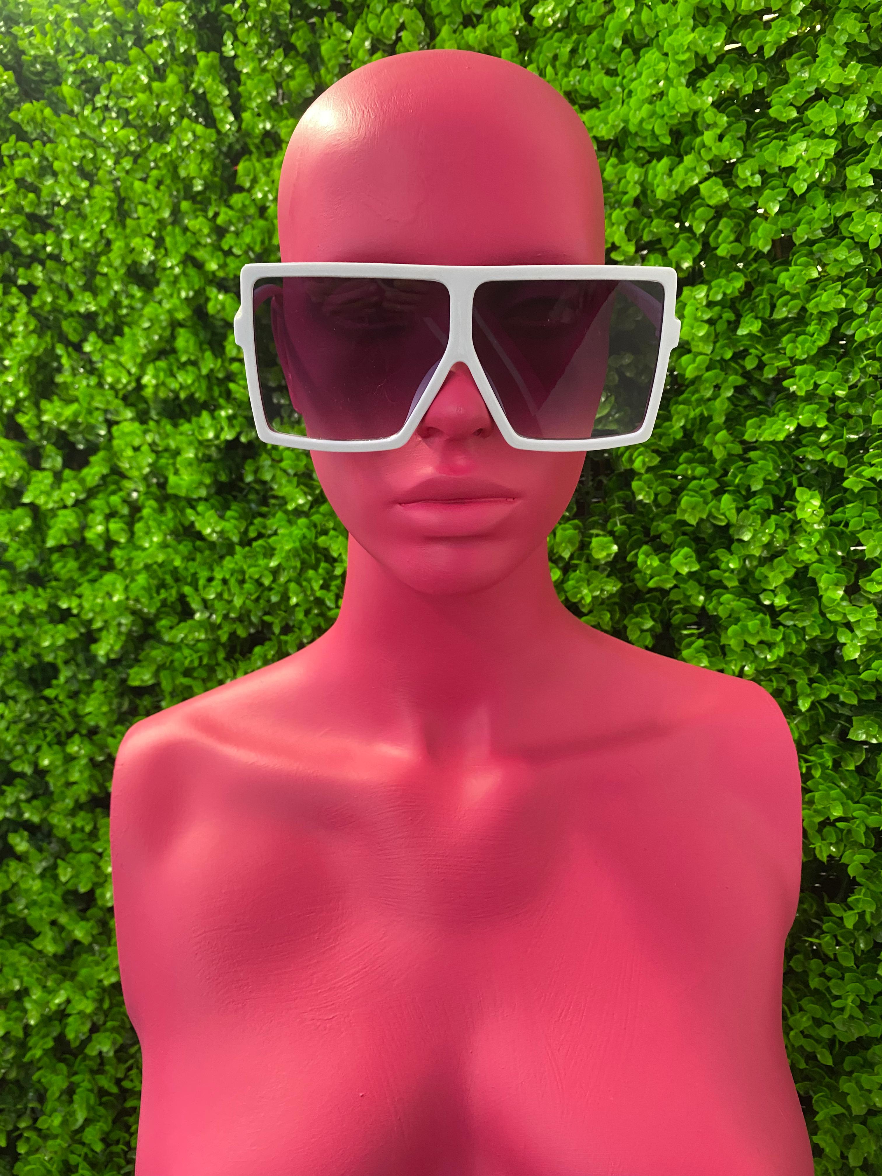 White Oversized Square Sunglasses