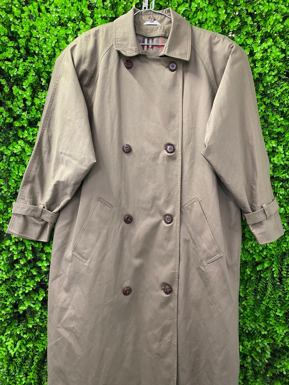 Khaki Double-Breasted Trench Coat with Pockets