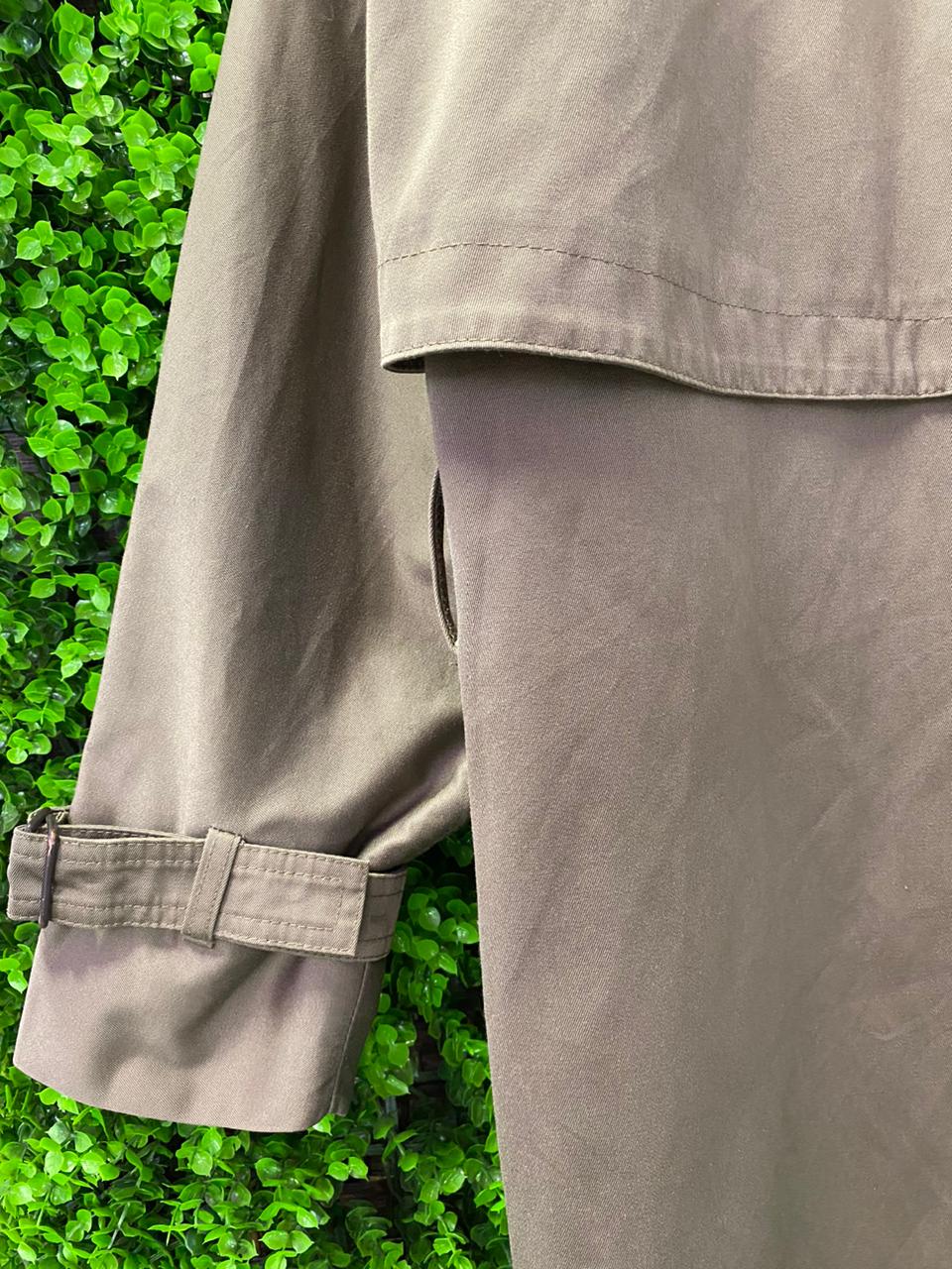 Khaki Double-Breasted Trench Coat with Pockets