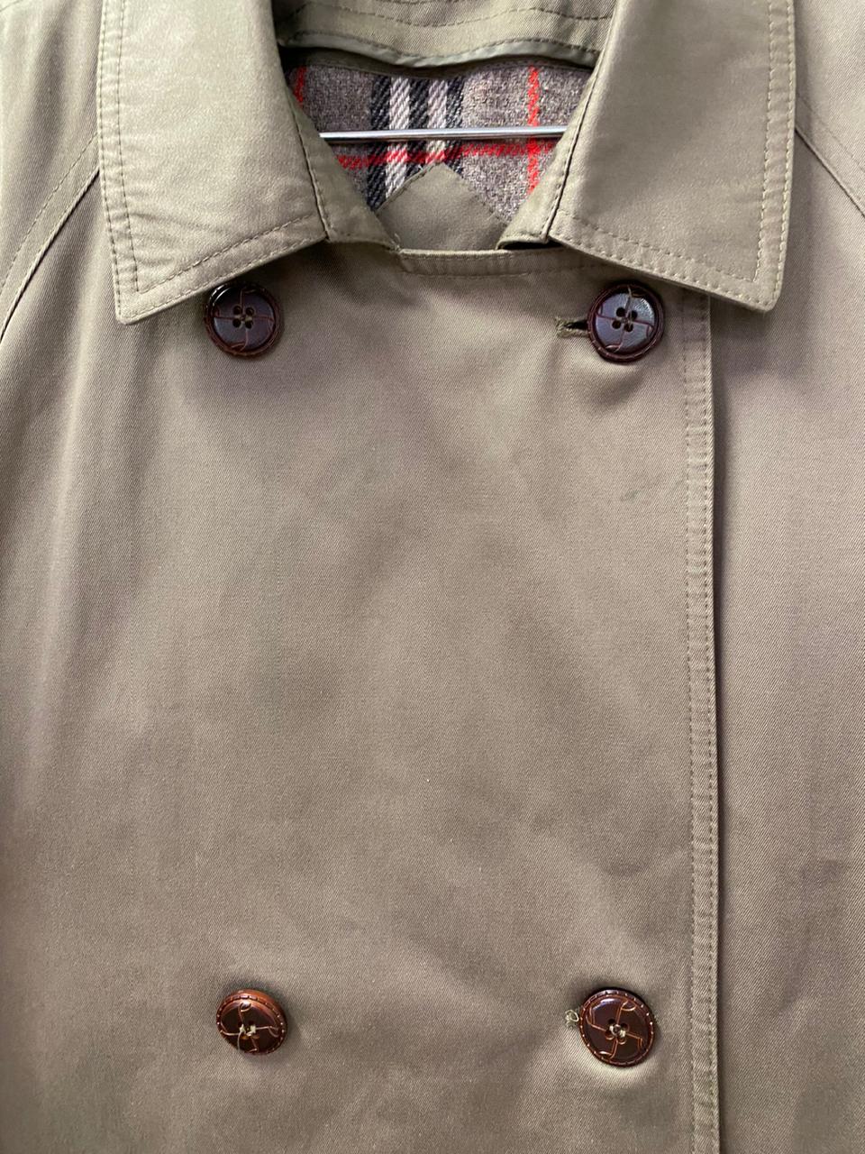 Khaki Double-Breasted Trench Coat with Pockets