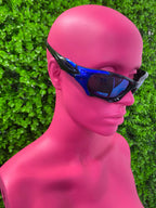 Black Blue-Lens Cat-Eye Sunglasses
