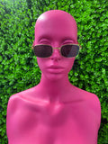Black Slim Oval Sunglasses