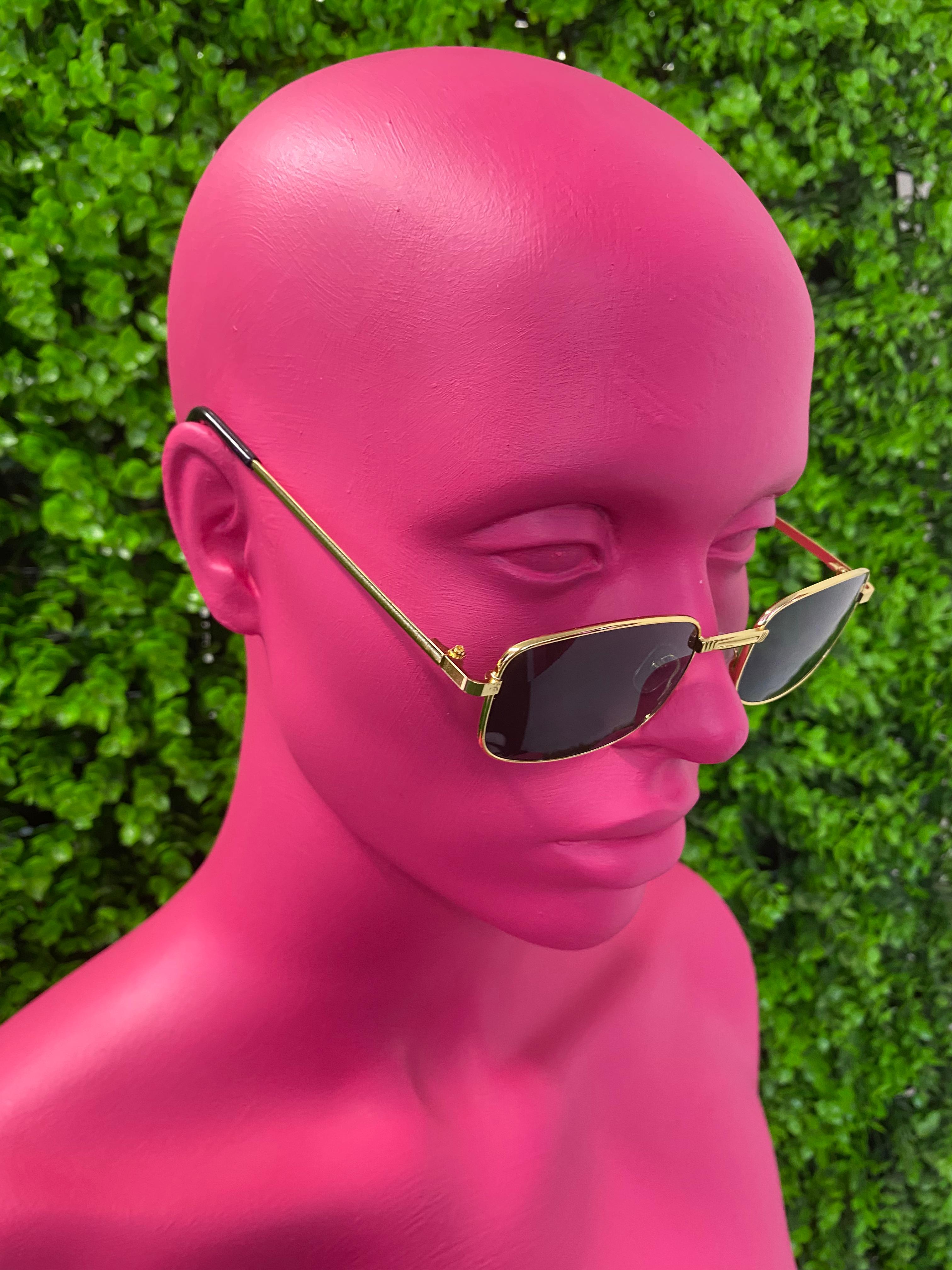 Black Slim Oval Sunglasses
