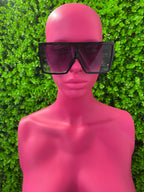 Black Flat-Top Shield Sunglasses
