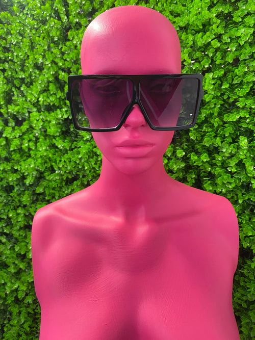Black Flat-Top Shield Sunglasses