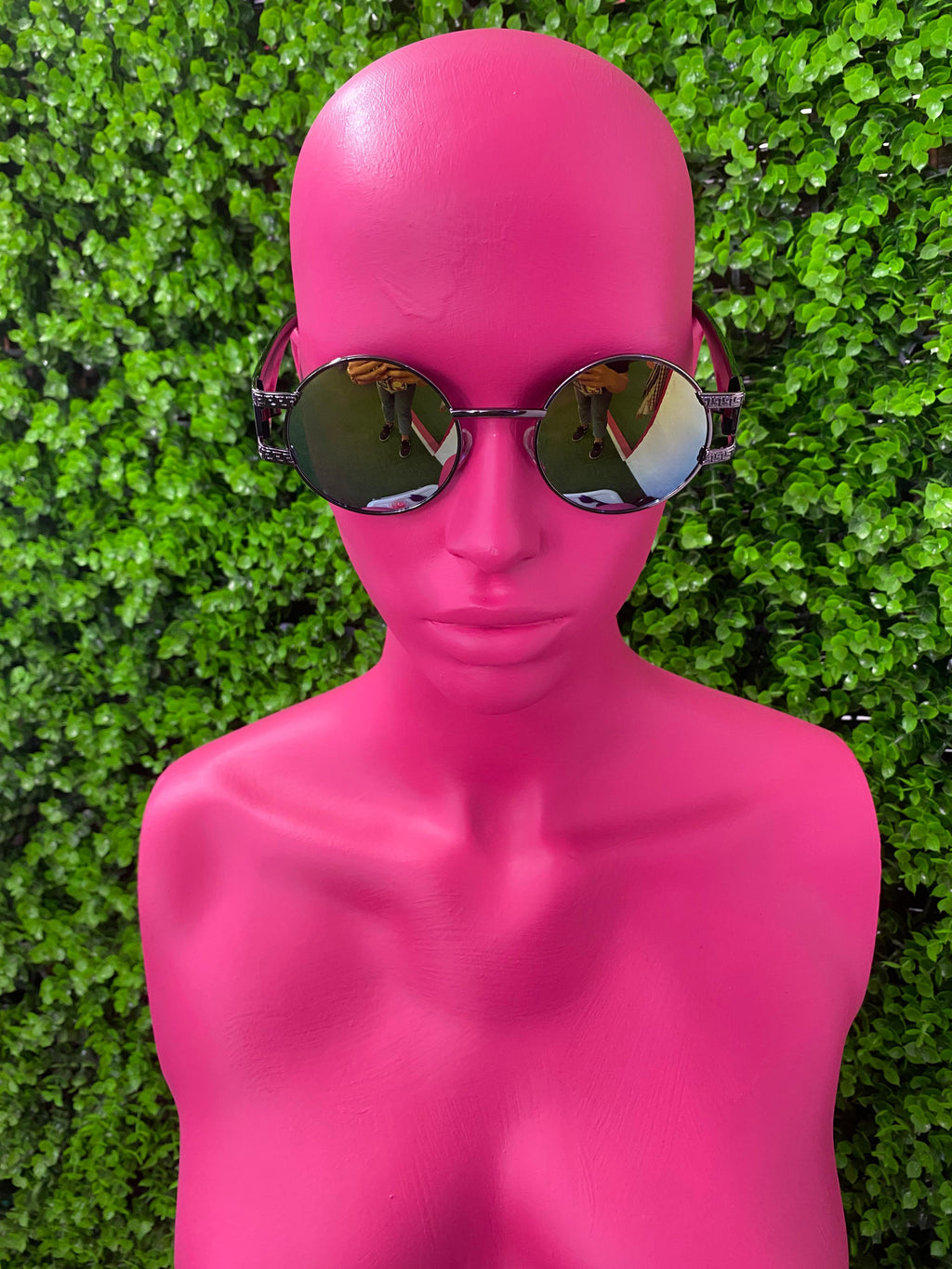 Green Mirror Round Sunglasses
